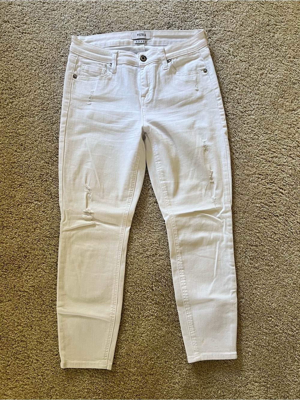 pistola White Skinny Jeans with Subtle Distress